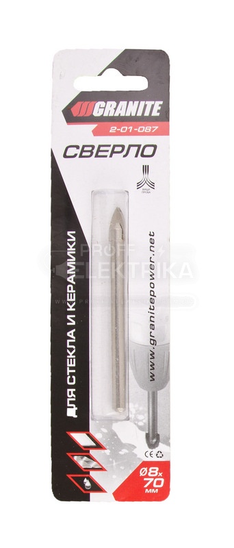 Фото 2 Сверло пика для стекла и плитки 10*85мм GRANITE