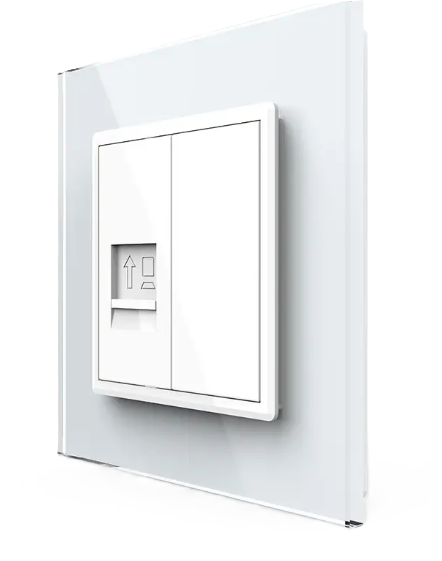 Фото Розетка комп'ютерна RJ-45 біле скло Livolo