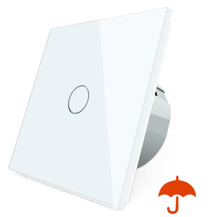 Фото Сенсорний вуличний вологозахищений вимикач 1 сенсор біле скло Livolo