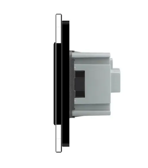 Фото 3 Сенсорний вимикач 1 сенсор 2 розетки чорне скло Livolo