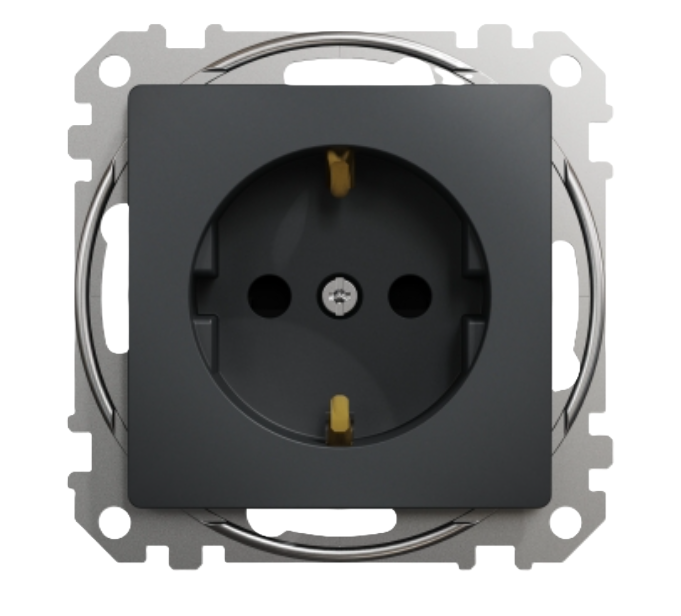 Фото Розетка Sedna Design с заземлением и шторками черная