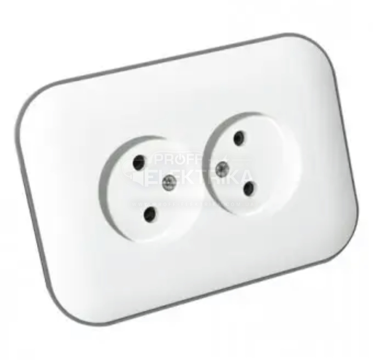 Фото Розетка двойная без заземления Белый серый LOFT