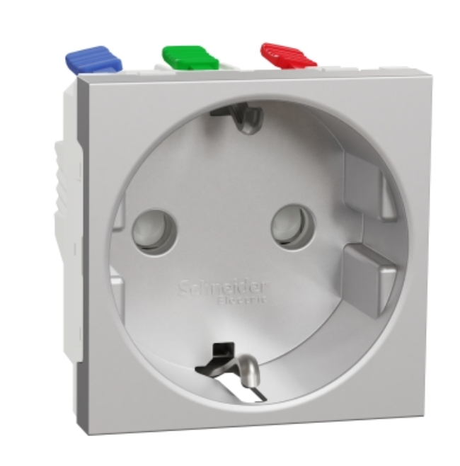 Фото Розетка із заземленням та шторками 16А самозатискні клеми алюміній UNICA NEW Schneider Electric