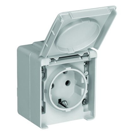 Фото Розетка одинарная накладная с заземлением и крышкой IP65 Efapel