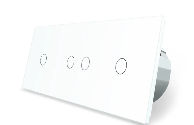 Фото 3 Умный сенсорный ZigBee выключатель 4 сенсора 1-2-1 белое стекло Livolo