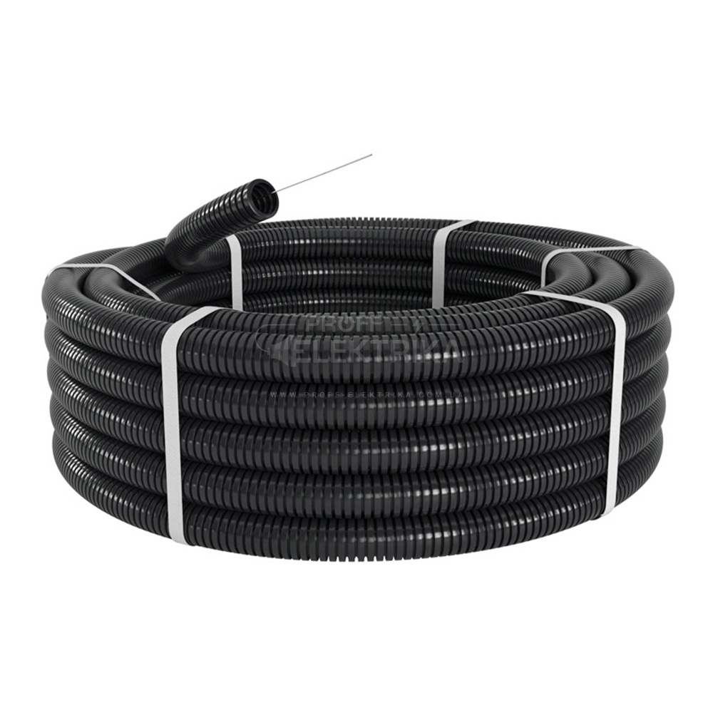 Фото 2 Труба гофрована ДКС d21/16,8 поліамід з протяжкою УФ-стійка (50м)