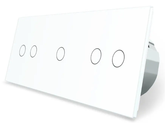 Фото Сенсорный выключатель 5 сенсоров 2-1-2 белое стекло Livolo