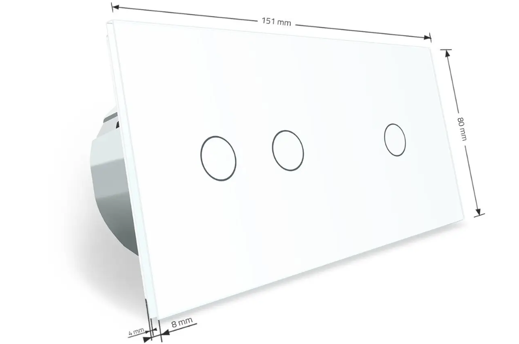Фото 4 Сенсорний вимикач 3 сенсора 1-2 біле скло Livolo
