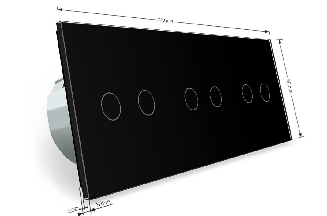 Фото 5 Сенсорний вимикач 6 сенсорів 2-2-2 чорне скло Livolo