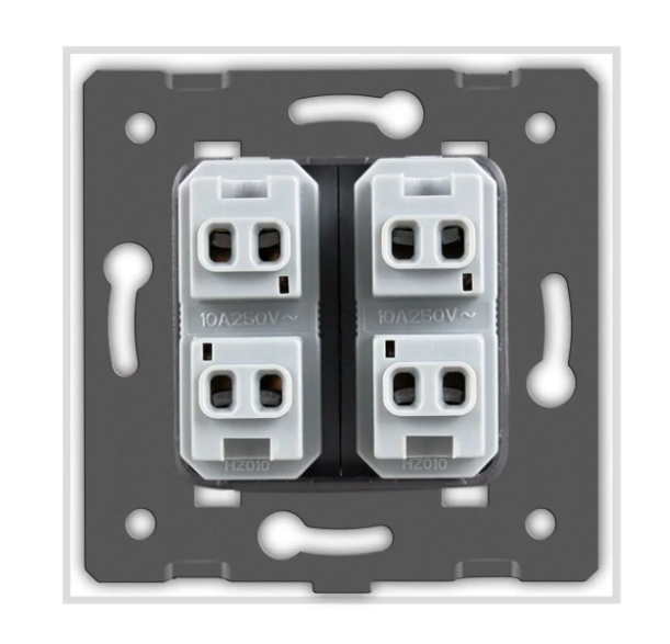 Фото 2 Двойная универсальная розетка 2 стандарта в 1 белое стекло Livolo