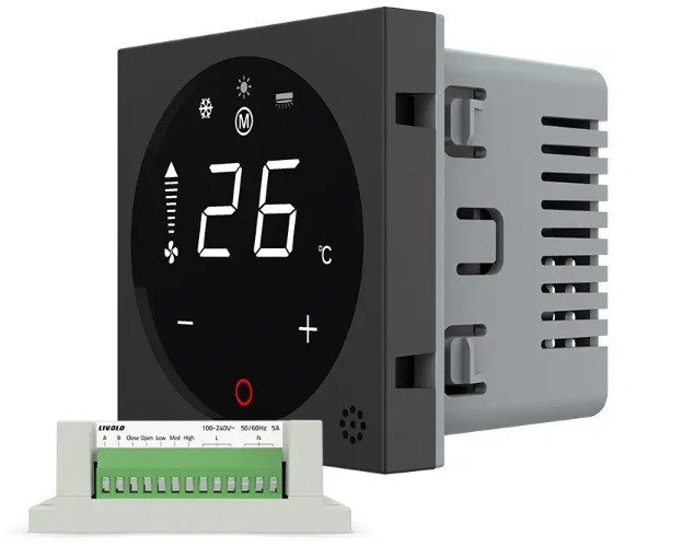Фото 5 Модуль термостат керування конвектором фанкойлом чорний Livolo