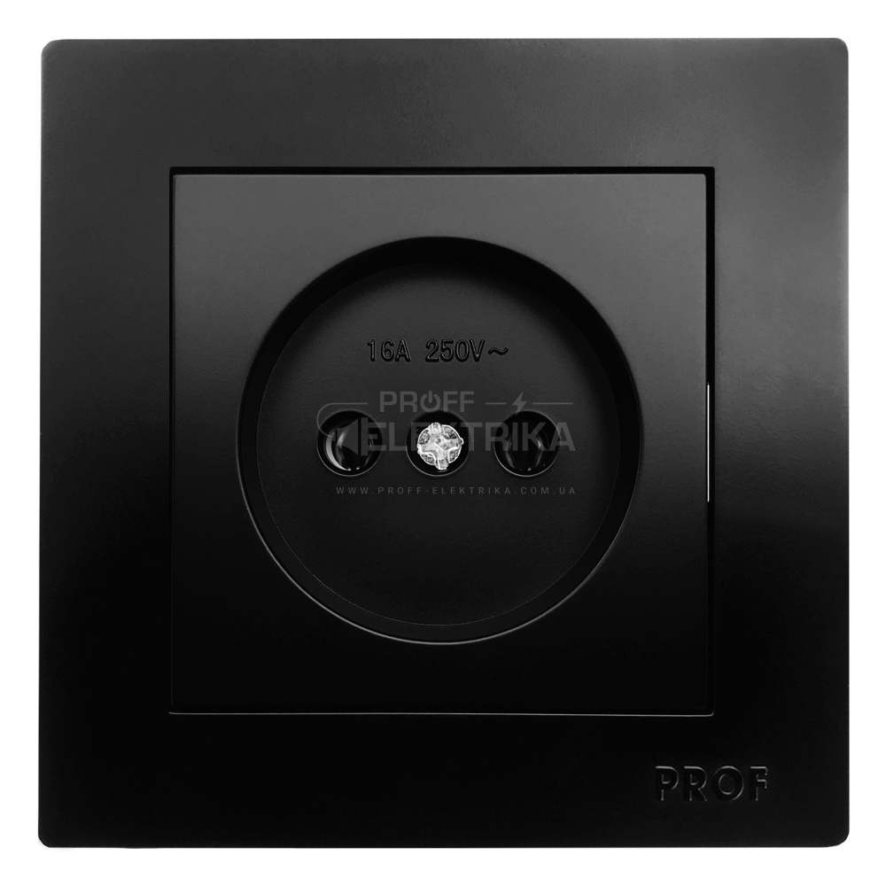 Фото Розетка одноместная без заземления внутренняя черная ARINA