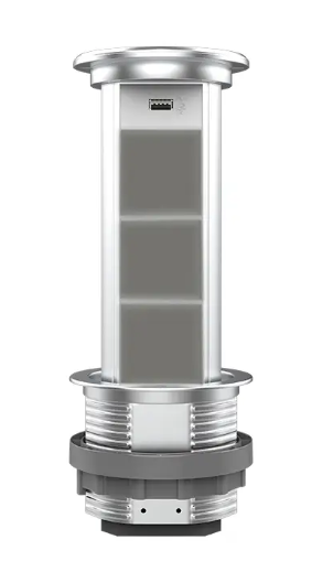 Фото 2 Порожня потрійна висувна розетка з USB та бездротовою зарядкою сірий Livolo