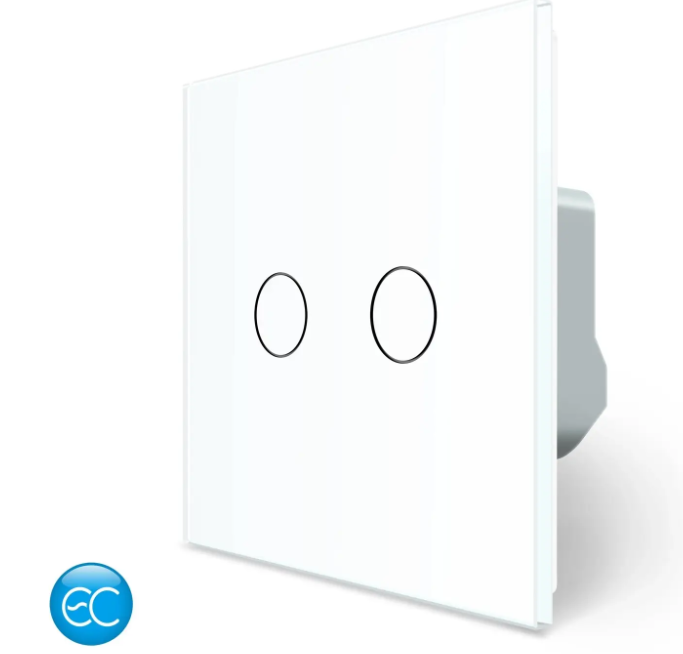 Фото Розумний сенсорний ЕС вимикач 2 сенсори біле скло Livolo