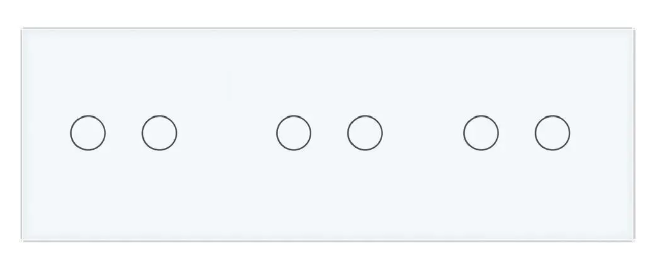 Фото 2 Сенсорный выключатель 6 сенсоров 2-2-2 белое стекло Livolo