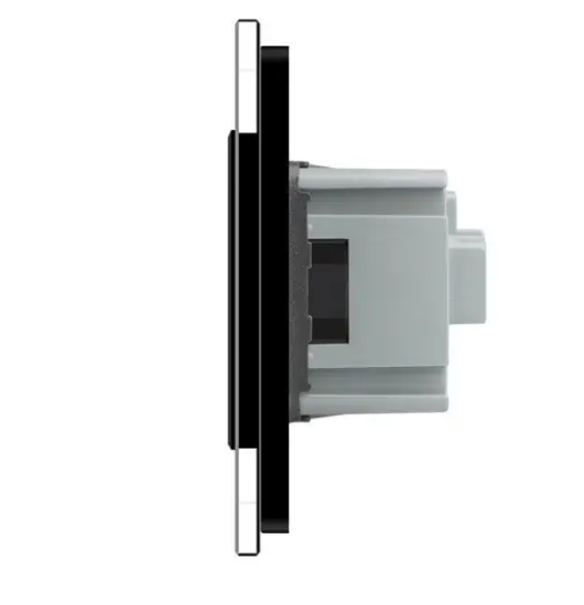 Фото 2 Сенсорний вимикач 1 сенсор 1 розетка чорне скло Livolo