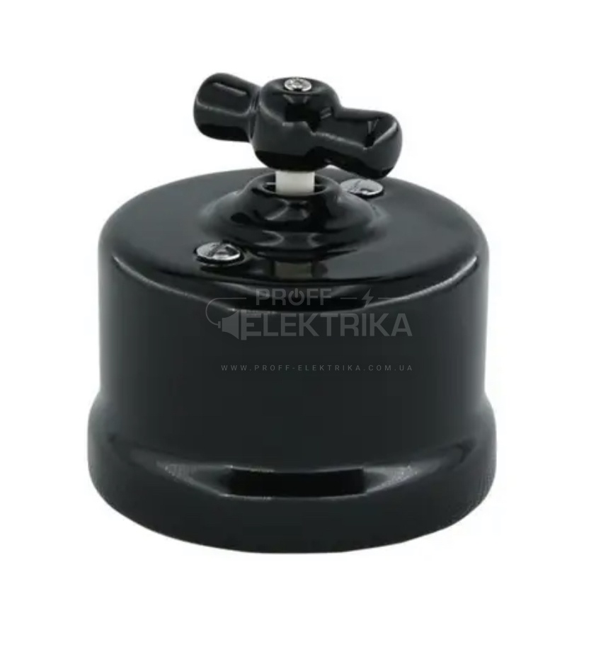 Фото Вимикач одноклавішний прохідний RE Glaze Чорний