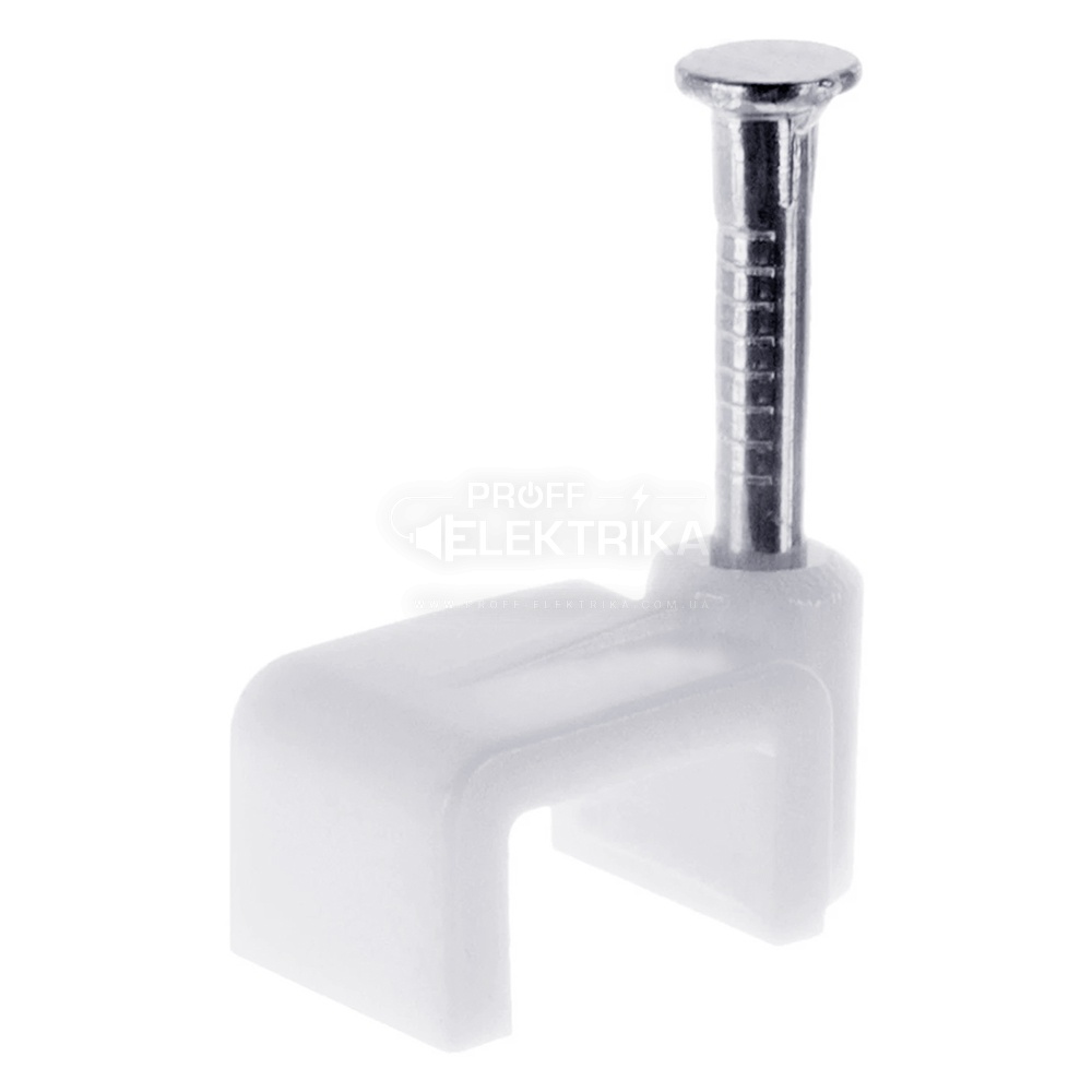 Фото Скоба пластикова із цвяхом плоска E-Next 6 мм e.fcc.stand.6 (100шт./уп.)