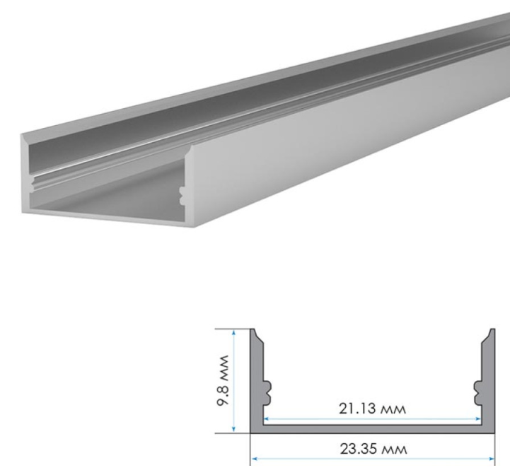 Фото 2 Профиль ПФ25 широкий накладной 2м + рассеиватель