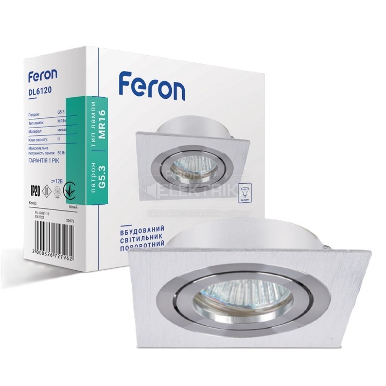 Фото Вбудований поворотний світильник Feron DL6120 під білий лампу