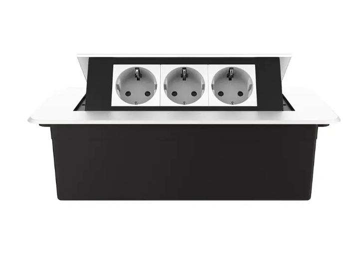 Фото 2 Мебельная розетка тройная с плавным открытием белый Livolo