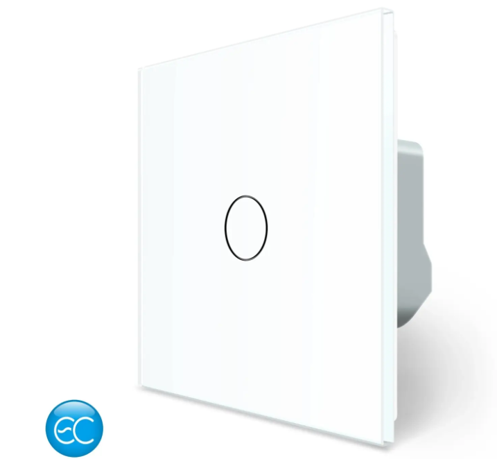 Фото Умный сенсорный ЕС выключатель 1 сенсор белое стекло Livolo