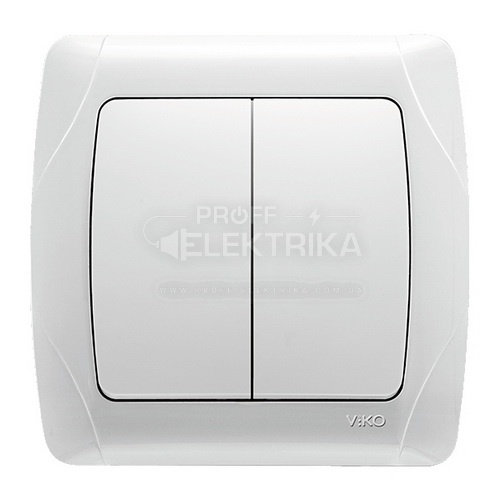 Фото Вимикач двоклавішний Білий CARMEN