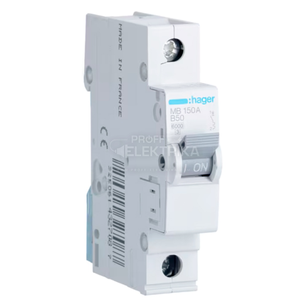 Фото Автоматичний вимикач HAGER MB150A 1P 50A 6кА B
