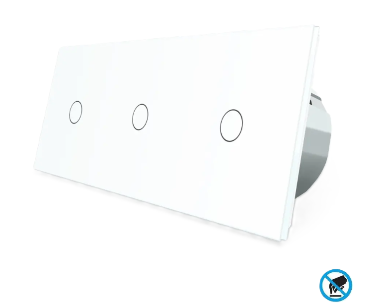 Фото Безконтактний вимикач 3 сенсора 1-1-1 біле скло Livolo