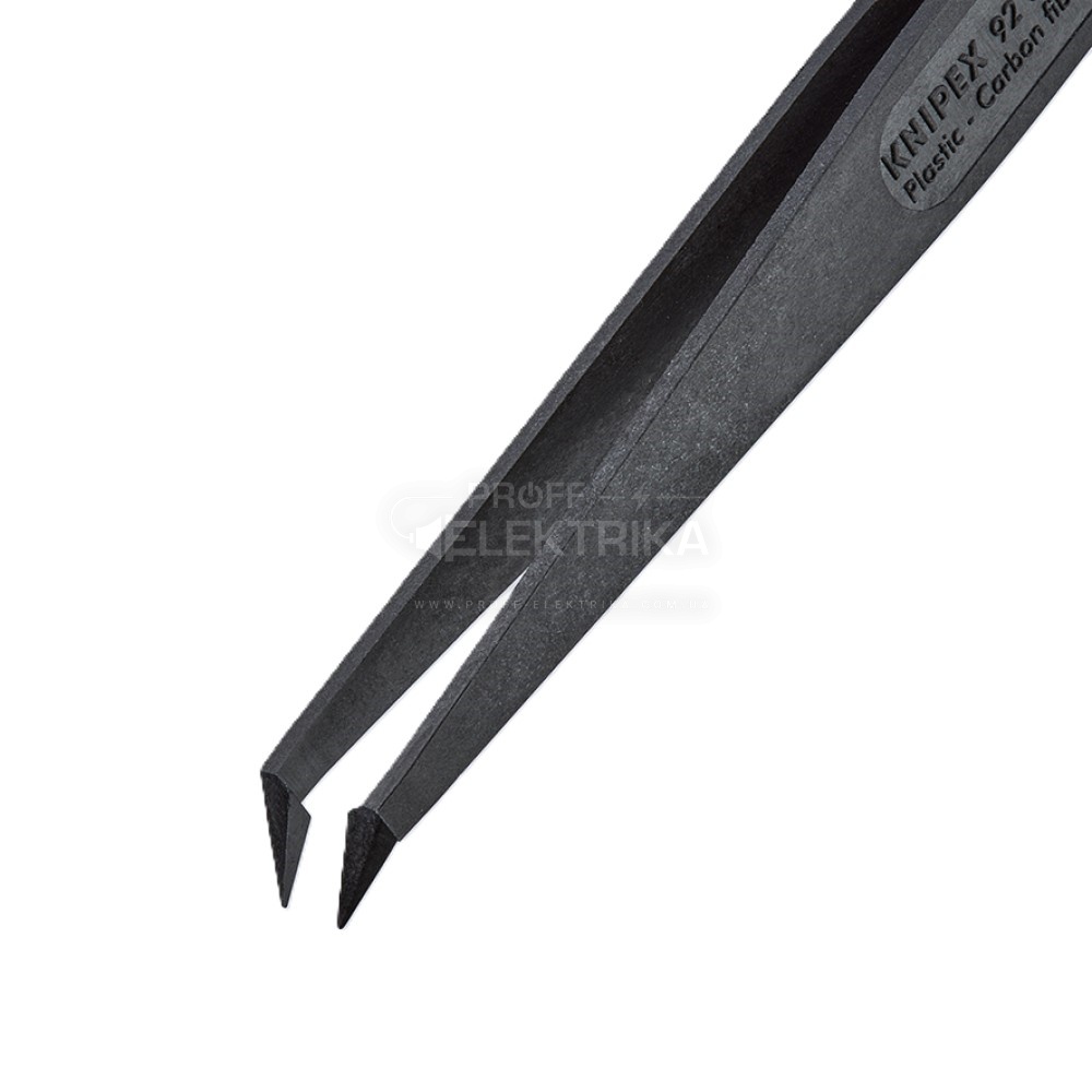 Фото 2 Пінцет пластиковий антистатичний KNIPEX 92 09 03 ESD вигнутий під кутом 45°