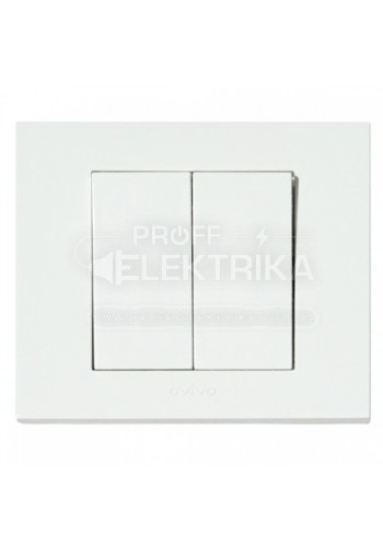 Фото Вимикач двоклавішний Білий GRANO