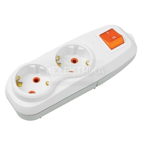 Фото Колодка Nilson 2 гнезда с заземлением и выключателем 42131100