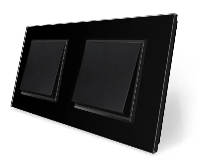 Фото Двоклавішний вимикач 1-1 чорне скло Livolo