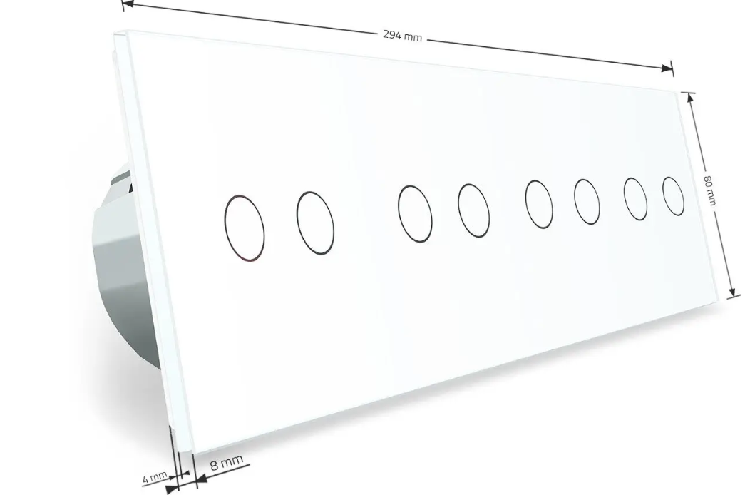 Фото 5 Сенсорный проходной выключатель 8 сенсоров 2-2-2-2 белое стекло Livolo