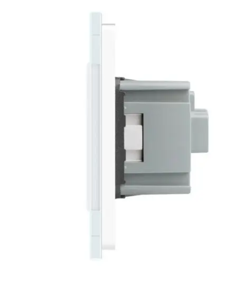 Фото 2 Сенсорный диммер 1 сенсор 1 розетка белое стекло Livolo