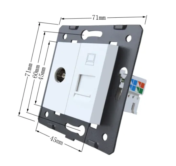 Фото 4 Механизм телевизионная и компьютерная розетка белый Livolo