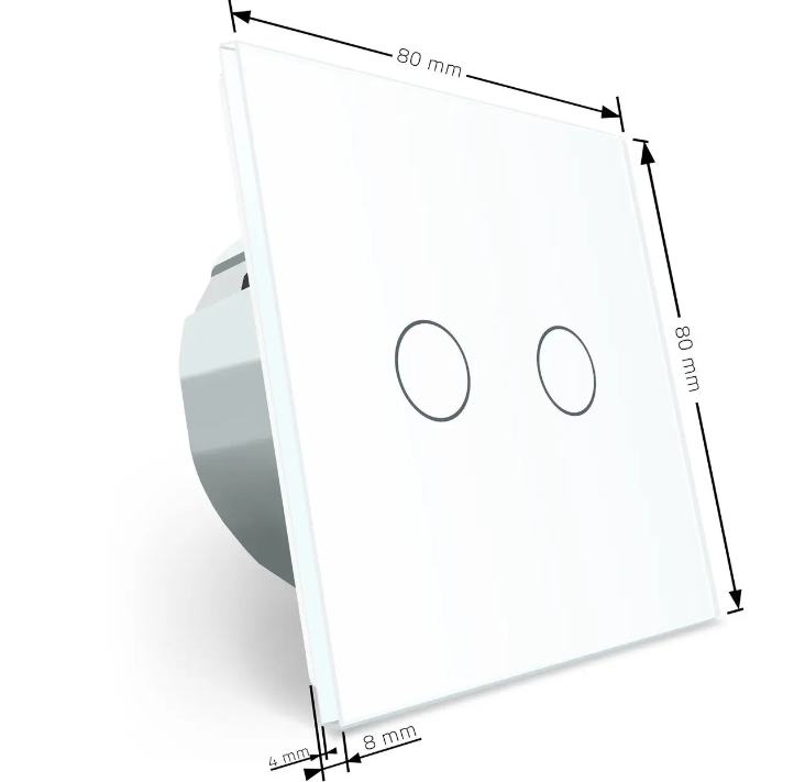 Фото 5 Сенсорний вимикач 2 сенсора 12/24В біле скло Livolo