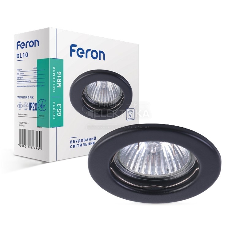 Фото Встроенный светильник Feron DL10 под лампу черный