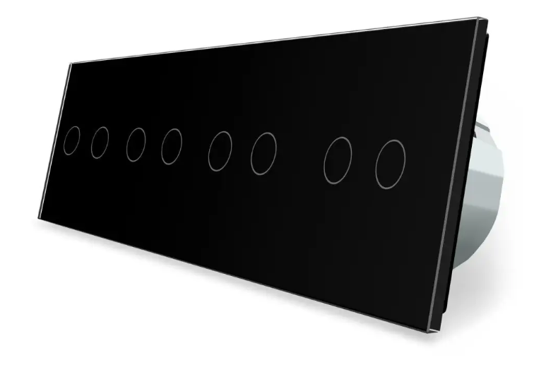 Фото Сенсорный выключатель 8 сенсоров 2-2-2-2 черное стекло Livolo