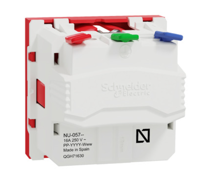 Фото 5 Розетка с заземлением и шторками 16А самозажимные клеммы красный UNICA NEW Schneider Electric