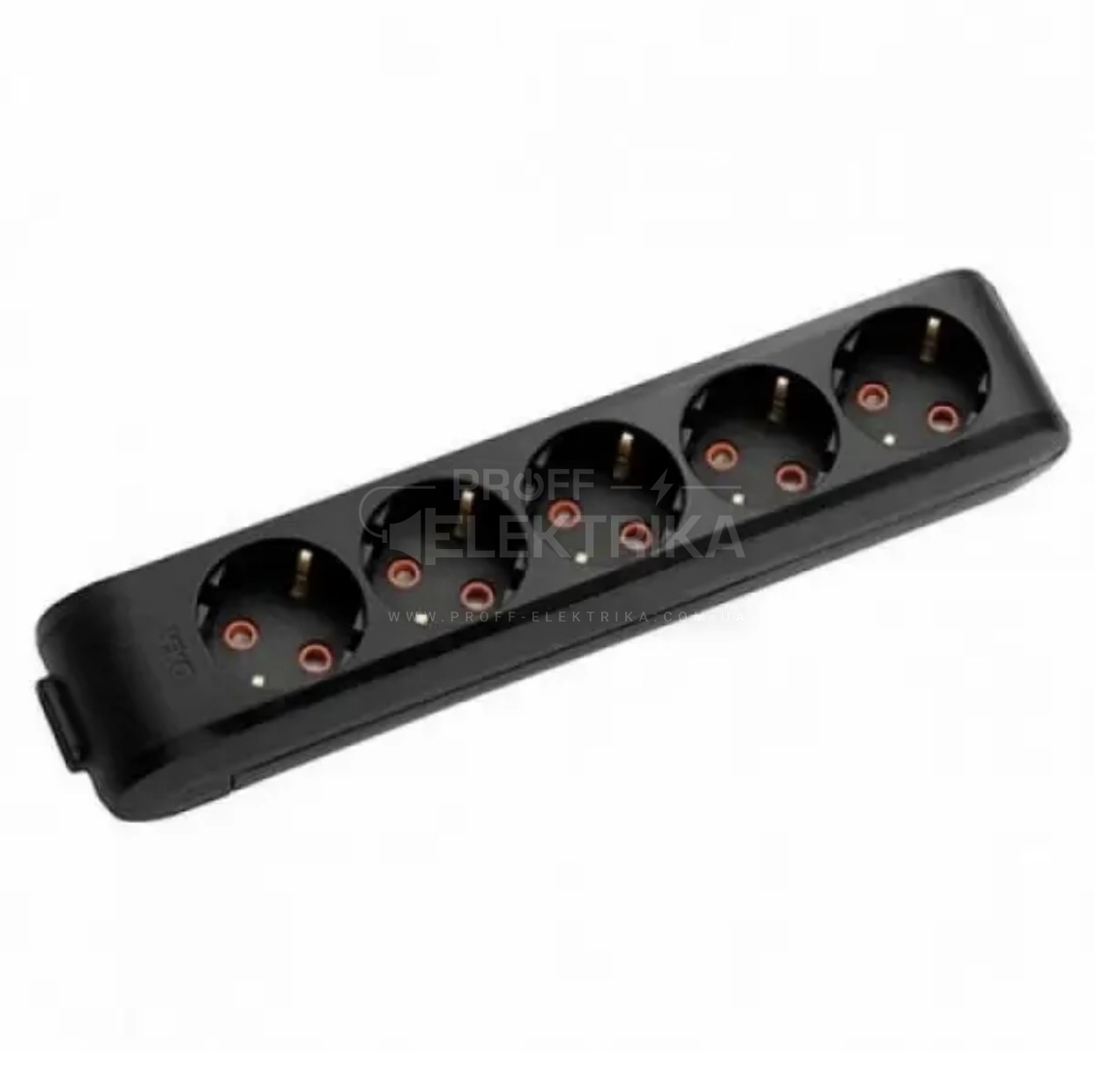 Фото Колодка на 5 гнезд с заземлением черная VIKO