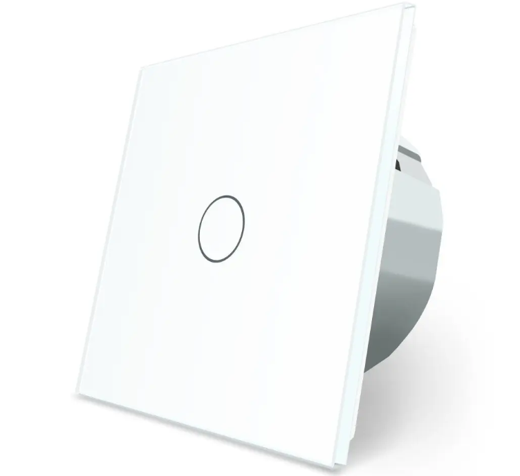 Фото Сенсорная кнопка 1 сенсор Импульсный выключатель белое стекло Livolo