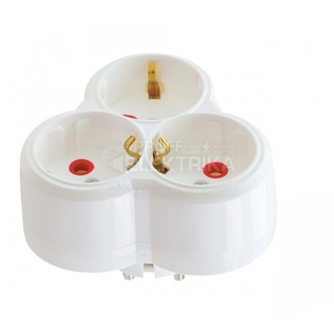 Фото Переходник тройник с заземлением 3 гнезда Multusan