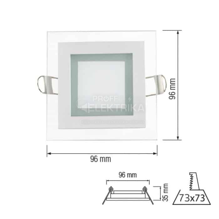 Фото 2 Светильник LED квадрат GLAS 6W 4200К MARIA 6 HOROZ