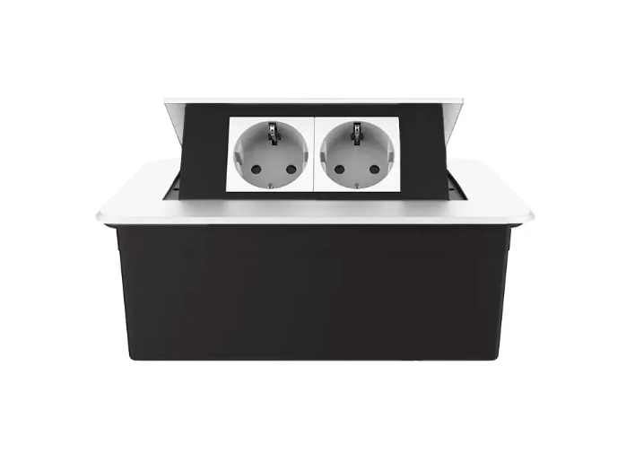 Фото 2 Мебельная розетка двойная с плавным открытием белый Livolo