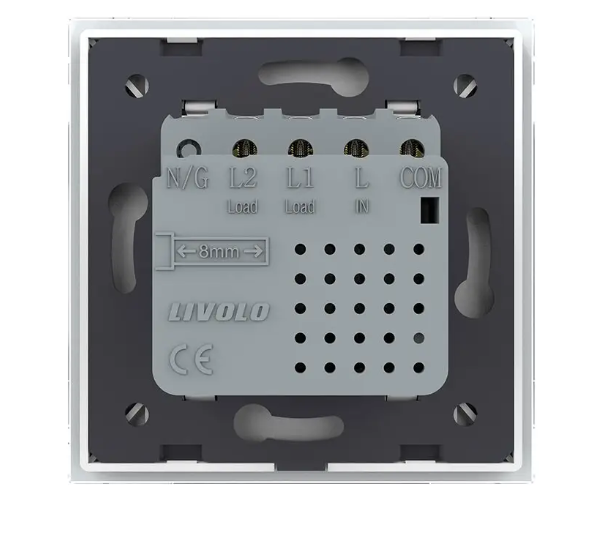 Фото 3 Сенсорный проходной выключатель Sense 2 сенсора белое стекло Livolo