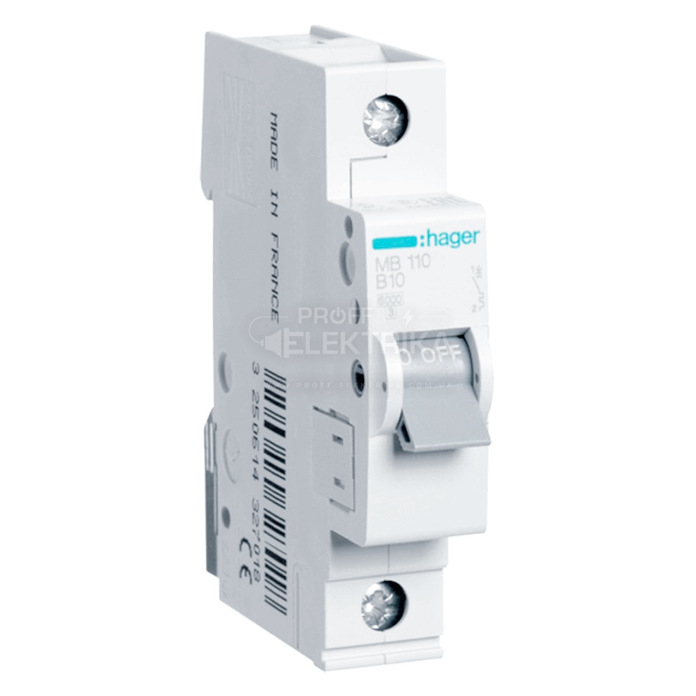 Фото Автоматичний вимикач HAGER MB110A 1P 10A 6кА B