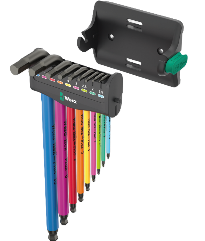 Фото 2 Набор Г-образных ключей WERA 950/9 Hex-Plus Multicolour 3 пластиковый держатель 05133165001