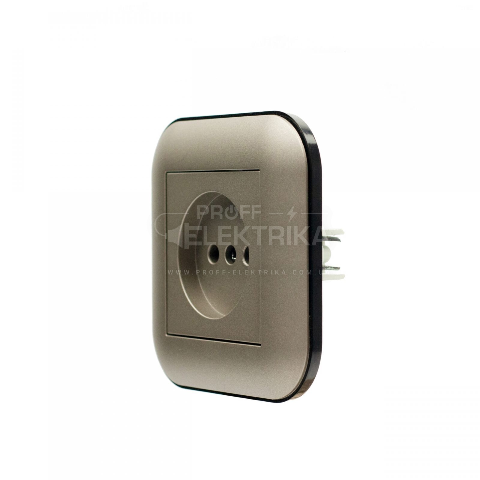 Фото 2 Розетка без заземлення Антрацит чорний LOFT