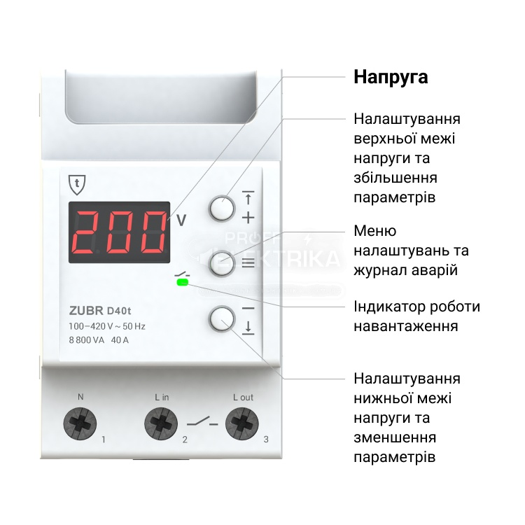 Фото 2 Реле напряжения ZUBR D32t 32 А